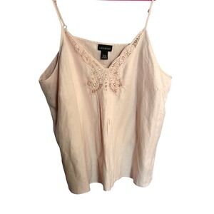 Lane Bryant Pink Linen Blend Lace Sequin V-Neck Camisole Tank Top Wmn sz 22/24